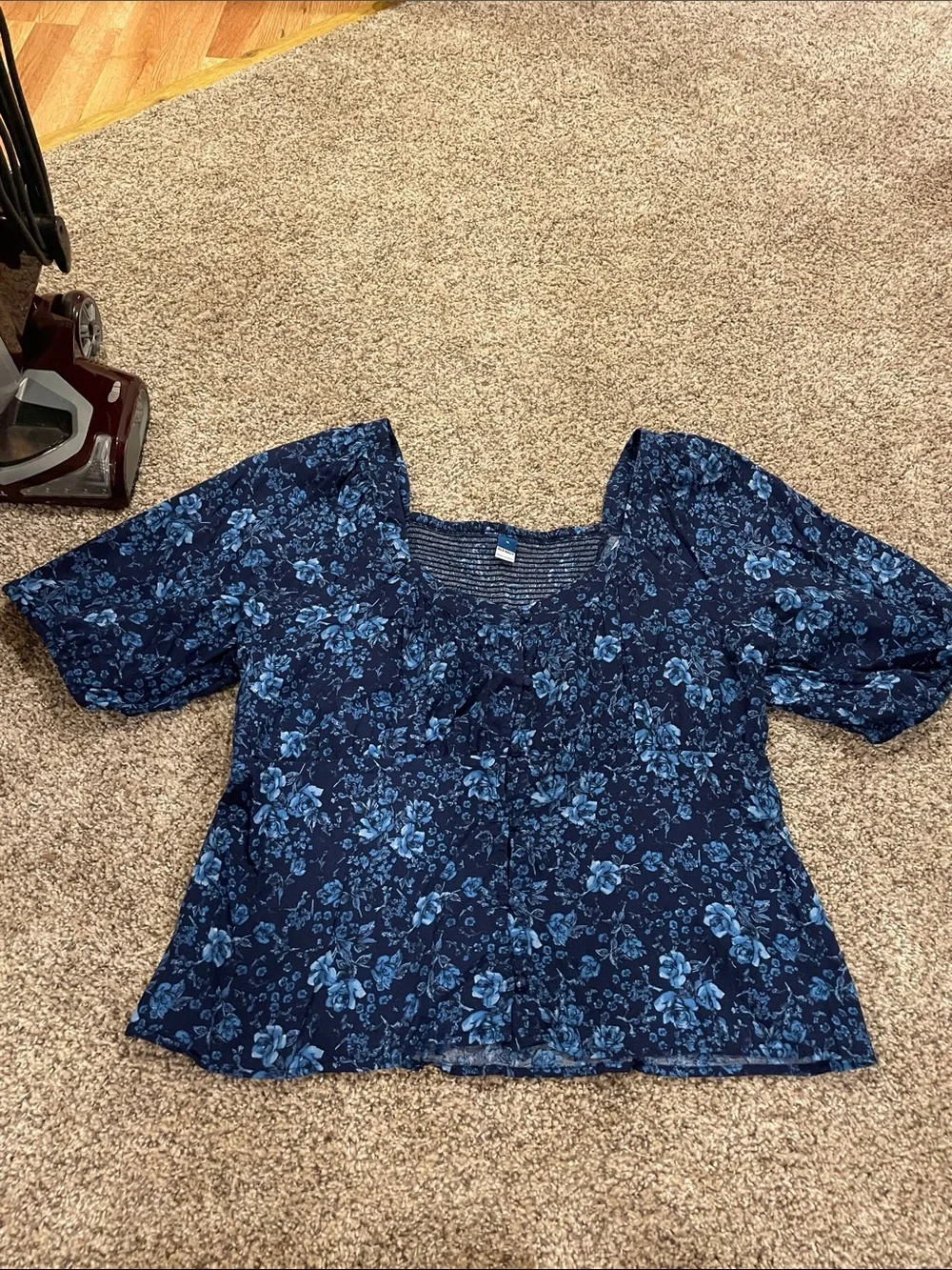 Old Navy Women’s XL Blue Floral Blouse 3/4 Sleeve